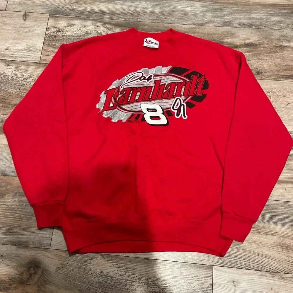 Vintage Chase Nascar Mens Dale Earnhardt Jr Bud Crewneck Sweatshirt Red Large